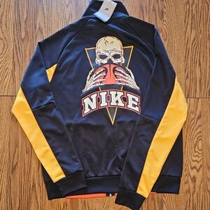NWT Nike Jacket Men's Basketball Frenzy Skull Black/Orange Size Large DR9789-010